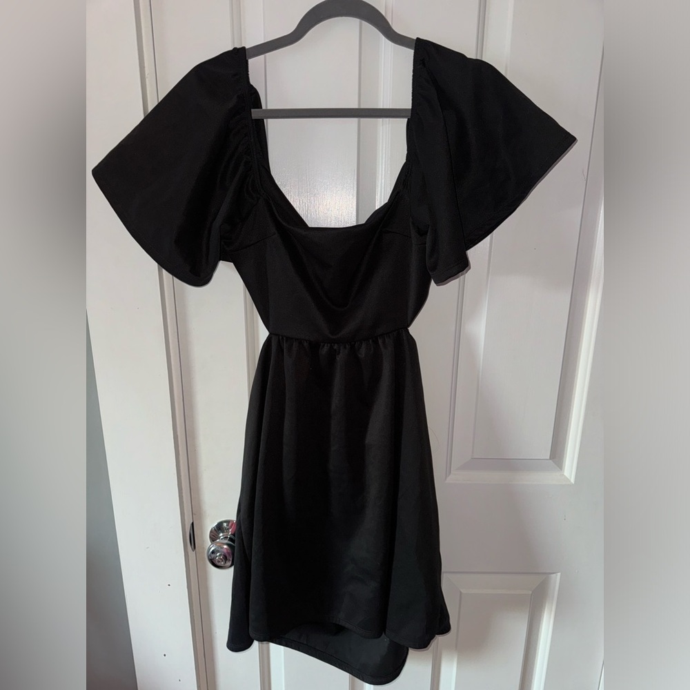 black altard state mini backless dress